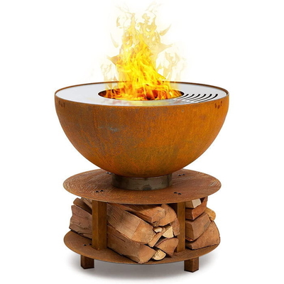 Meia queimadura da madeira da grade do ASSADO de Rusty Barbecue Corten Steel da bola